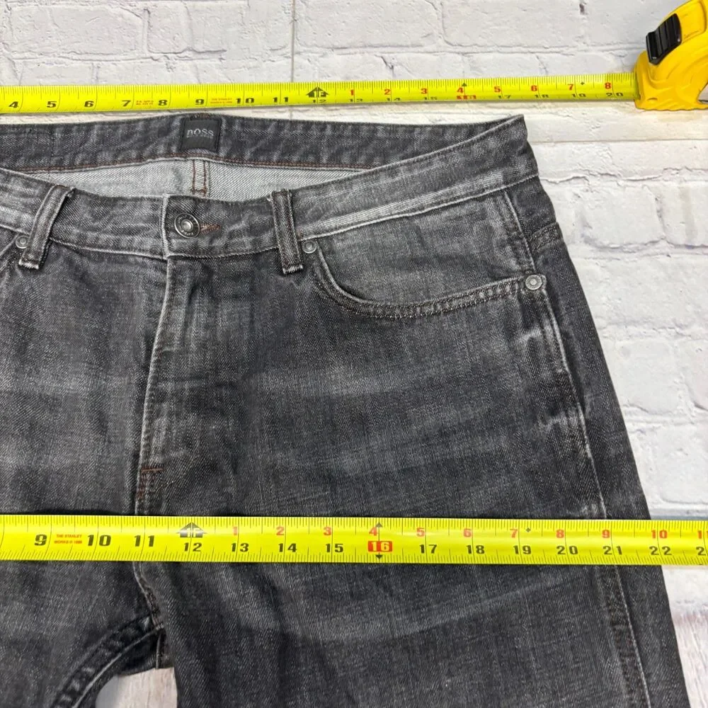 Hugo Boss Men Delaware Slim Fit Jeans Size 34x32 Black Denim D119 -16